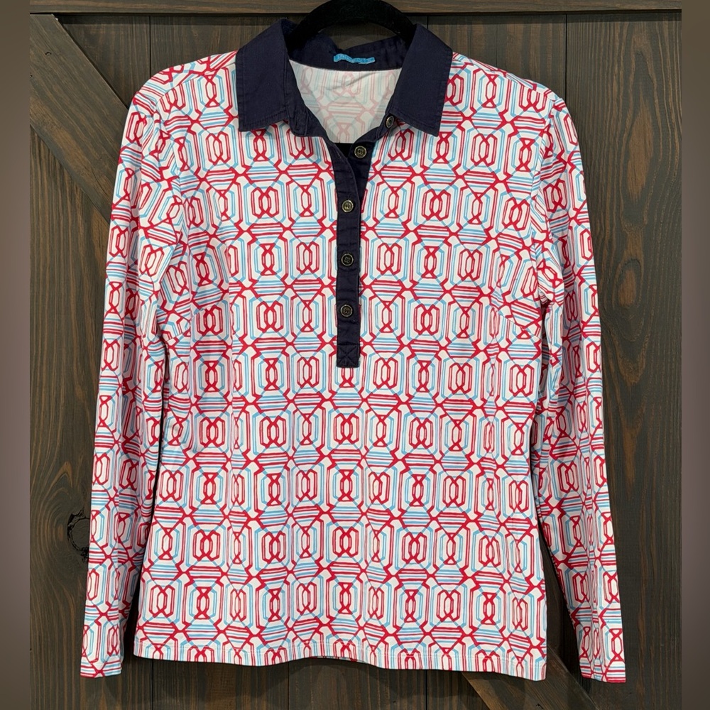 J. McLaughlin Women’s‎ Signature Catalina Geometric Print 3/4 Sleeve Top Size M - Picture 7 of 7
